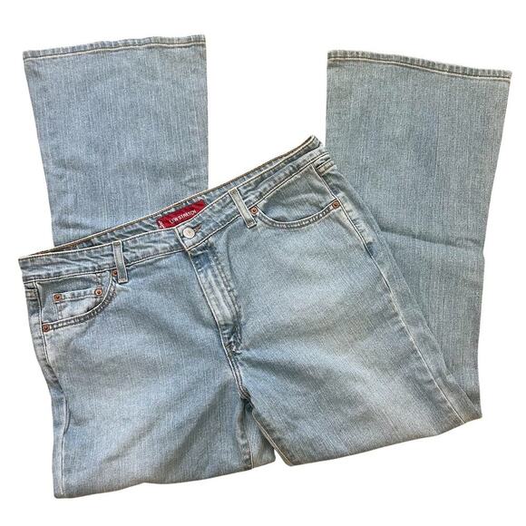 Vintage Levis 519 Wide Flared Leg Denim Jeans Hippie Coastal Feminine Size 17 - Picture 3 of 5